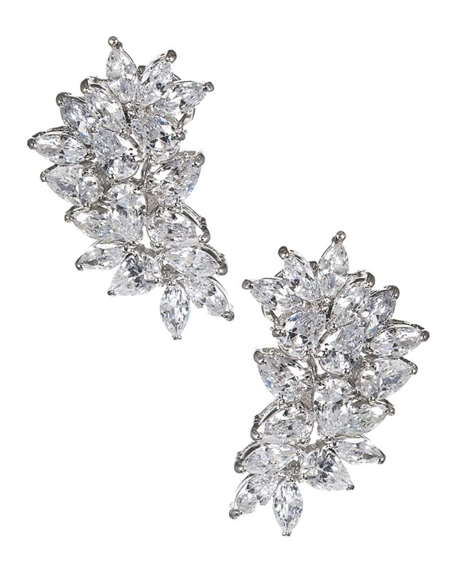Cubic Zirconia Pear & Marquise Cluster Earrings